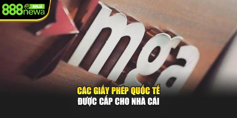 Các giấy phép quốc tế được cấp cho nhà cái